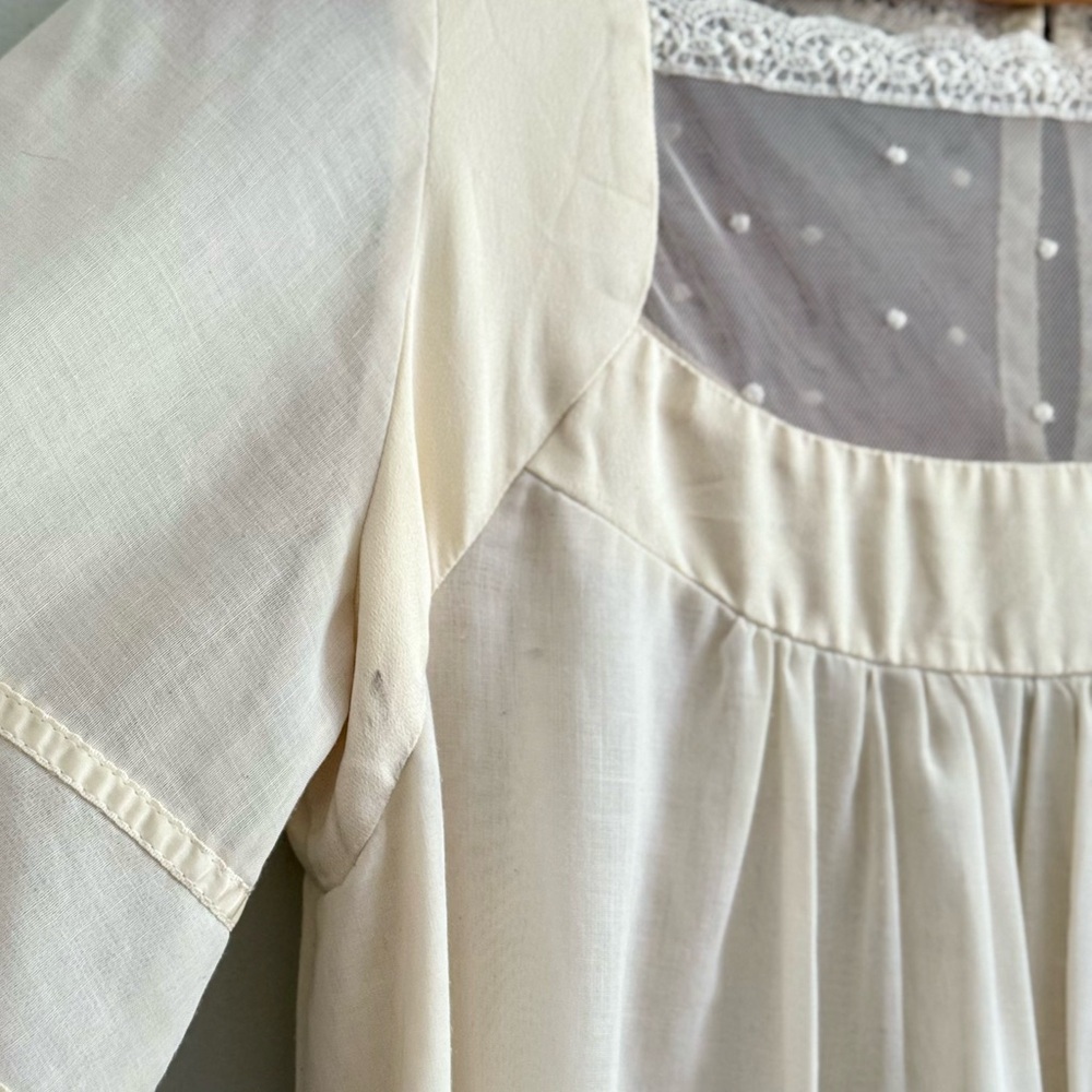 Gunne Sax Vintage 70s Cream Lace Tent Maxi Dress - Picture 3 of 12